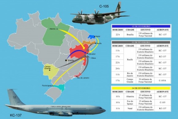 aeronaves - [Brasil] Aeronaves da FAB levam tropas para reforçar a segurança da população baiana Operação-Bahia-580x386
