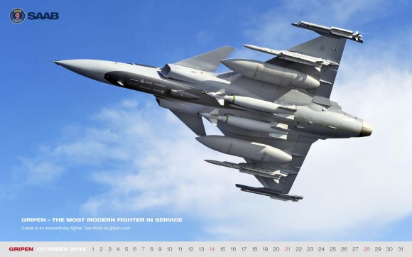 Gripen NG no calendário Saab 2012 - outubro