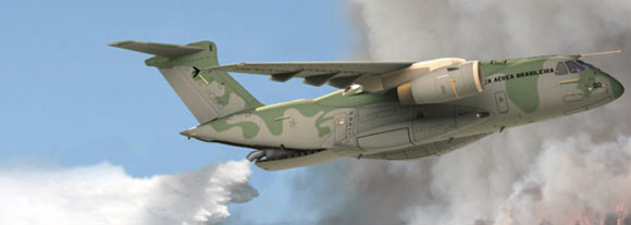 KC-390 em configuração bombeiro - imagem Embraer