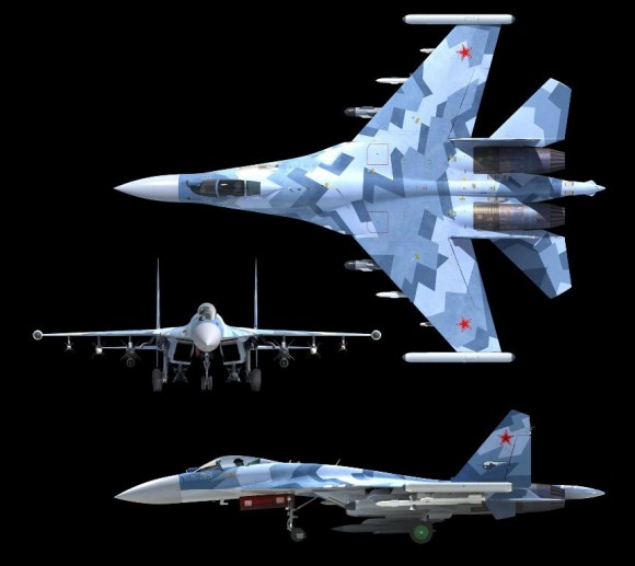 Su-35 três vistas - imagem UAC