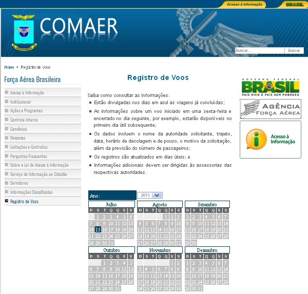 COMAER - portal de acesso - registro de voos