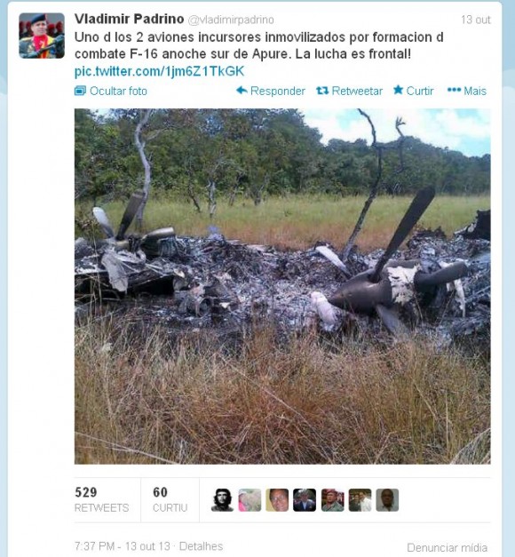 twitter-vladimir-padrino-derrubada-de-aeronave-venezuela
