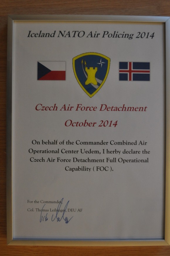 Caças Gripen tchecos operando na Islândia - declaração FOC - Min Def República Tcheca