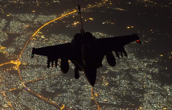 Rafale - primeira missão noturna na operação Chammal - foto Min Def França