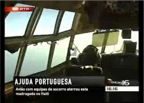 ajuda portuguesa C-130 Haiti - imagem vídeo RTP via FAP