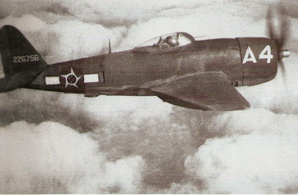 Rare photo in flight of the P-47 A-4- flown by LT Alberto Martins Torres-He was the champion in number of combat missions 100