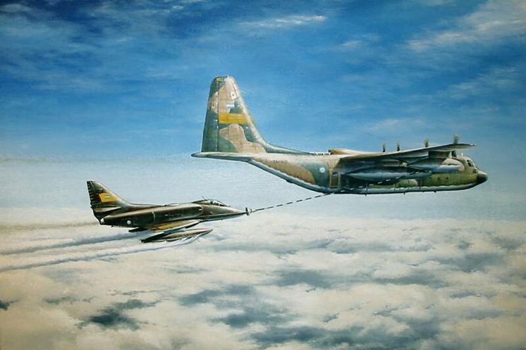 A-4 avariado e C-130 nas Malvinas - Carlos A Garcia