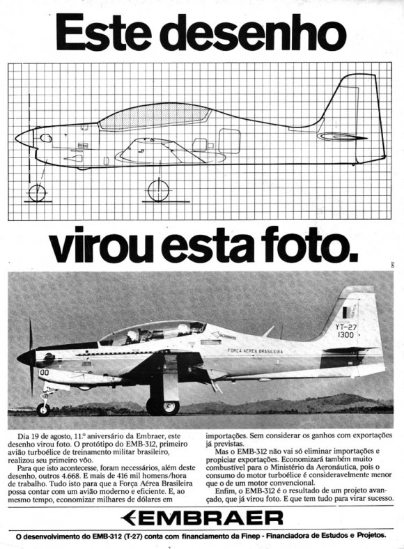 Publicidade do Tucano no ano de seu primeiro voo