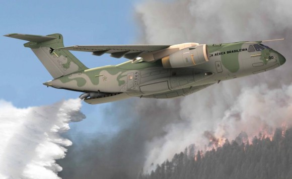 KC-390 config combate a incêndios - destaque imagem Embraer