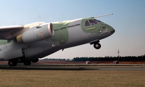 KC-390 decolando - destaque imagem Embraer
