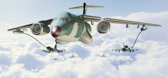 KC-390 reabastecendo Gripen NG