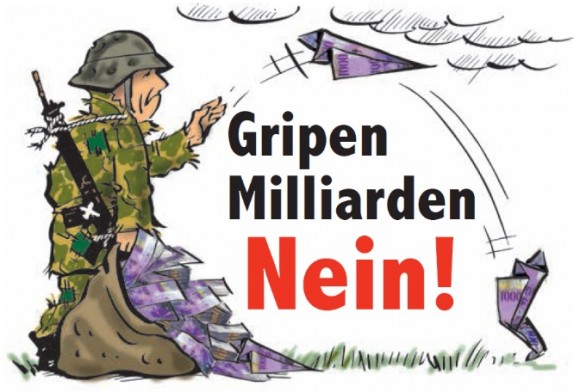 charge campanha não ao Gripen na Suíça