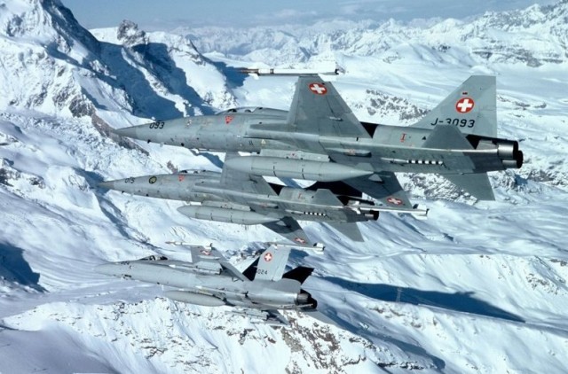 F-5E Tiger II e F/A-18 Hornet da Força Aerea Suíça