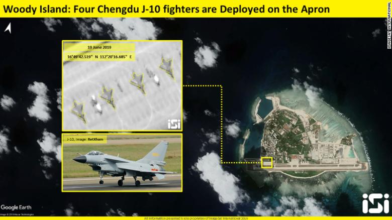Caças J-10 para a Woody Island no Mar da China Meridional - ImageSat International (ISI)