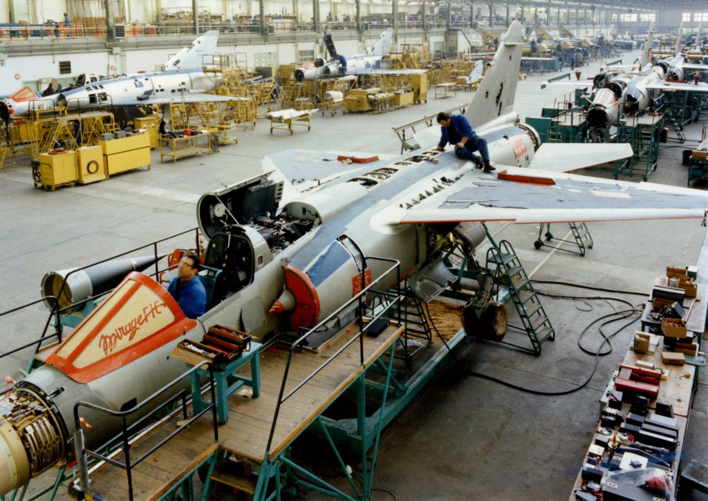 Linha de produção do Dassault Mirage F1