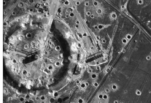 Craters surround a site at Peenemunde in Mecklenburg-Vorpommem, Germany on 2 September 1944